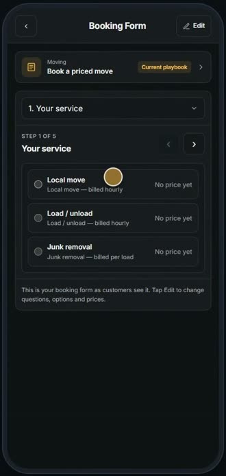 Screen for step 1: Open Settings, then Booking Form