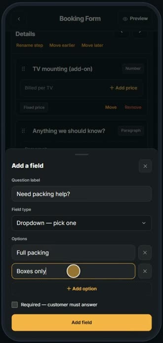 Screen for step 6: Type the choices