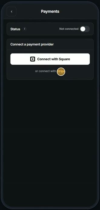 Screen for step 3: Payments first — tap Connect