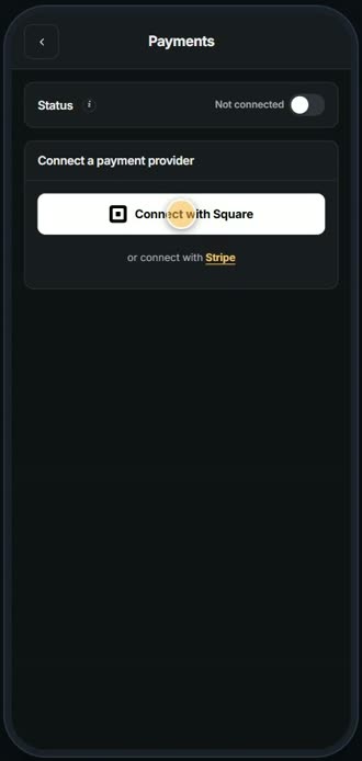 Screen for step 4: Tap Connect with Square