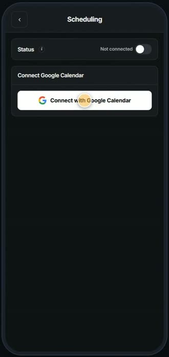 Screen for step 10: Tap Connect with Google Calendar