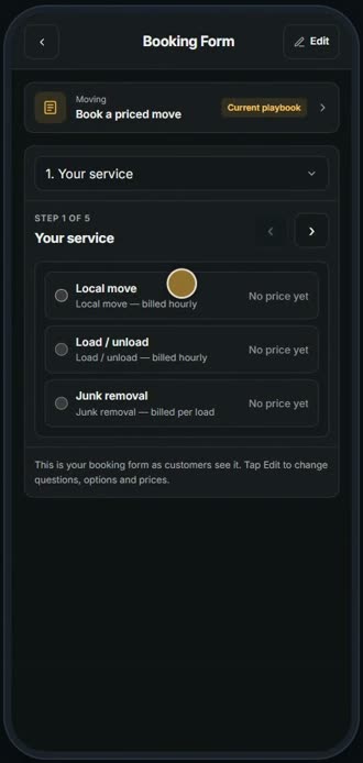 Screen for step 1: Open Settings, then Booking Form