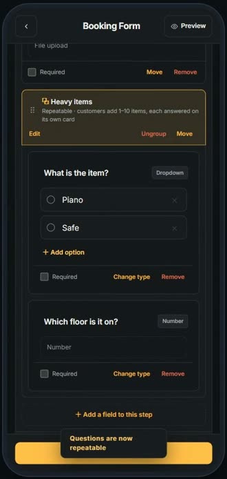 Screen for step 6: Tap Make repeatable