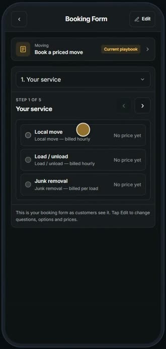 Screen for step 1: Open Settings, then Booking Form