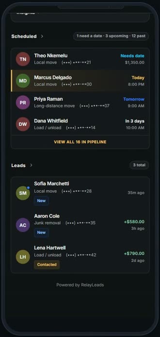 Screen for step 1: New leads land under Leads