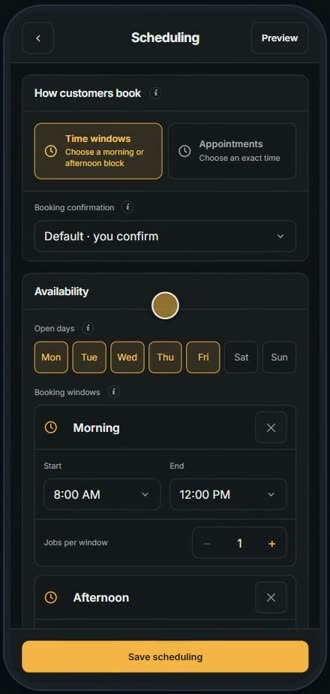 Screen for step 1: Open Settings, then Scheduling