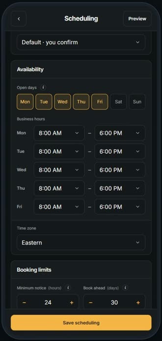 Screen for step 2: Appointments: an exact start time