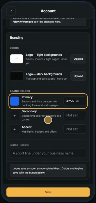 Screen for step 2: Find Brand colors