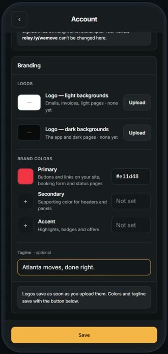 Screen for step 4: Add a tagline