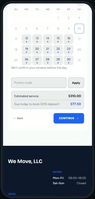 Screen for step 6: Customers see what is due today