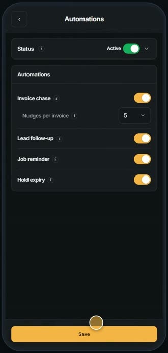 Screen for step 5: Pick nudges per unpaid invoice